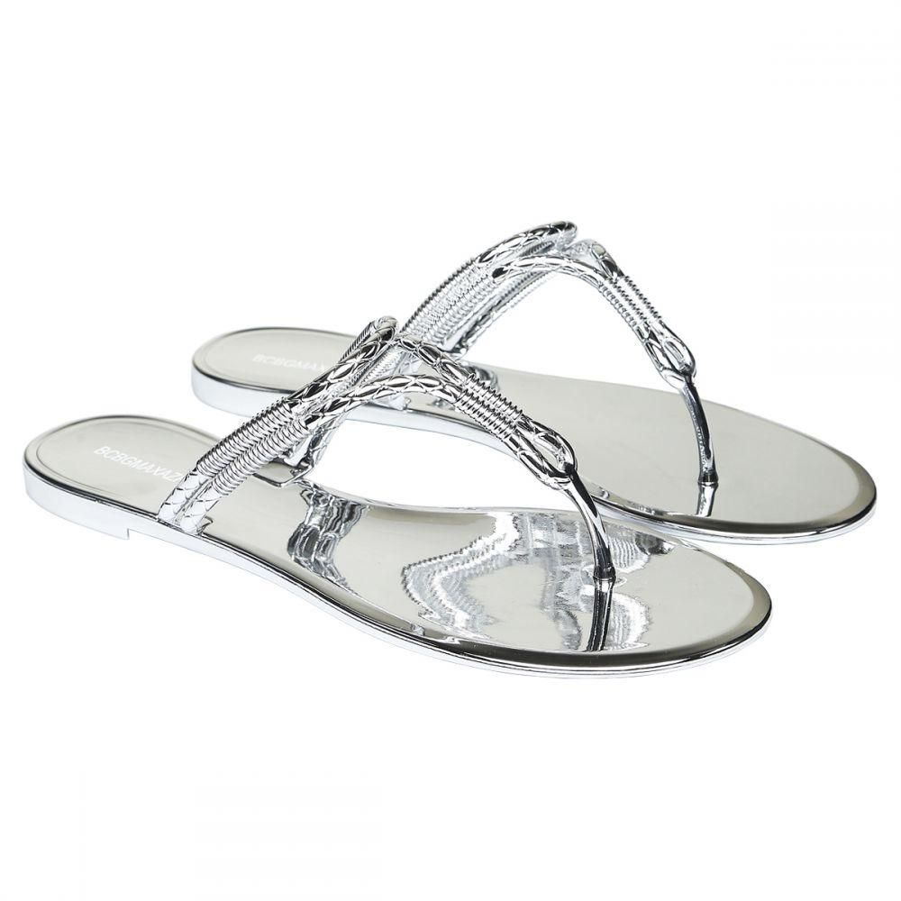 BCBGMaxazria Feld Jelly Flat Casual Sandal for Women - 8 US, Silver