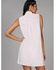 Layered Button Up Sleeveless Shirt Dress - White - M