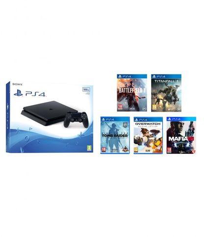 Sony 500GB Playstation4 Slim Console With 5 Games Discs