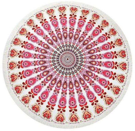 Generic 150 X 150cm Round Tassel Tapestry Bohemian Beach Yoga Towel Mat - Red