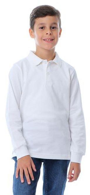 Ted Marchel Boys Turn Down Collar Plain Polo Shirt - White
