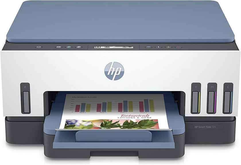HP Smart Tank 725 All-in-One Printer wireless, Print, Scan, Copy, Auto Duplex Printing, Print up to 18000 black or 8000 color pages, White/Blue&nbsp; [28B51A]
