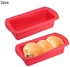2-Piece Rectangle Silicone Cake Toast Bread Loaf Mould Red