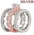 Fashion Silver Pattern Full Diamond With White Diamond Three Piece Set