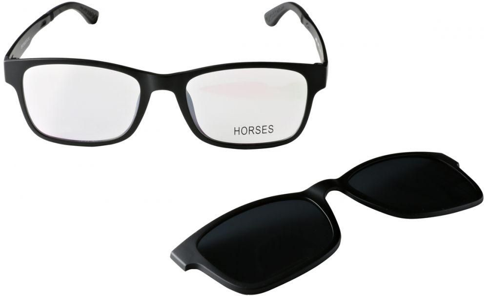 هورسيس نظارة طبية للرجال مع عدسة شمسية، عدسه بولورايزد، مقاس 51، J8053-اسود
