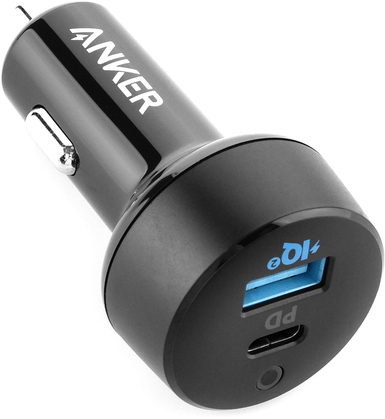 Anker Power Drive PD+2 Car Charger With Power Delivery + Power IQ 2.0, Black