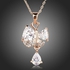 Flying Butterfly 18K Rose Gold Plated With Clear Swiss Cubic Zirconia Pendant Necklace