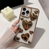 Compatible with iPhone 11 Case Cute Pretty Protective Girly Cover with Wavy Pattern Design Soft TPU Bumper Phone Cover - Love Hearts Cover - Gold