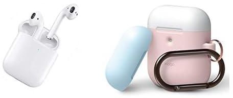 WIWU Airbuds SE True Wireless Stereo Ear Buds, White + Elago duo hang case for 2nd generation airpods - body-pink/top-white,pastel blue