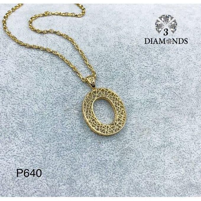 3Diamonds Pendant Necklace For Women Gold Plated Letter O