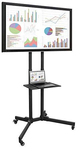 Mount-It! Mobile TV Cart with AV Component Shelf | Height Adjustable Rolling TV Stand for 32 to 65 Inch Flat Screen TVs or Monitors | Tilting TV Mount | 100 lb Capacity