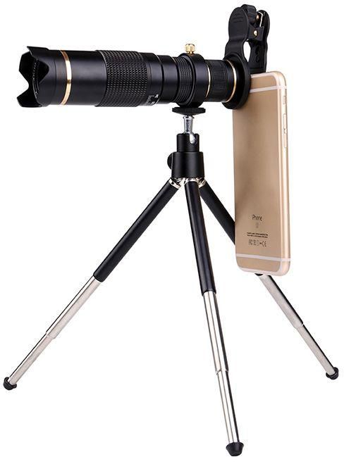Ozone Universal 23X Optical Zoom Lens Telescope Lens with Clamp for iPhone, Samsung, Huawei, OnePlus - Black