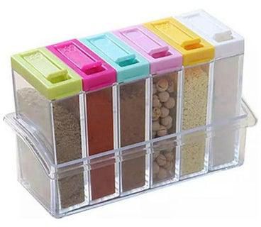 Storage Seasoning Boxes 1Set 6 Psc Spice Jar Kitchen Condiment Box Acrylic Spices Storage Box Multicolour