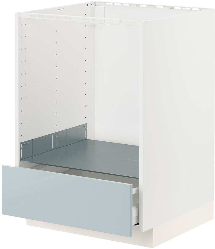 METOD / MAXIMERA خزانة قاعدة لفرن مع درج - أبيض/Kallarp رمادي فاتح-أزرق ‎60x60 سم‏