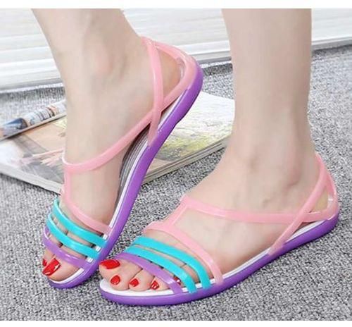 Ladies Flat Sleek Sandal ( Pink, Purple And Green)
