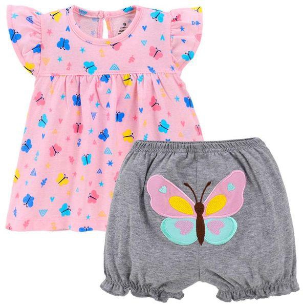 Baby Girl Pink And Grey Butterfly