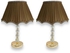 Set Of 2 Crystal Lamps, Golden Base, Brown Cover, Length 50 Cm