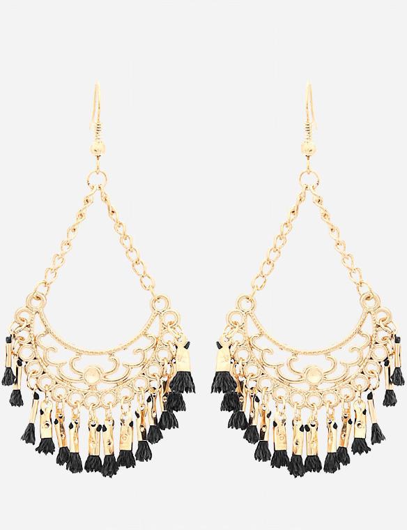 Style Europe Chandelier Earrings - Gold & Black