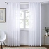 Chiffon Solid Pattern, White - Pair Curtain Panels