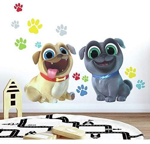 Roommates Puppy Dog Pals Peel And Stick Giant Wall Decals, Brown, Blue, Yellow, Green, Red, 36.5 X 17.25" - RMK3775GM