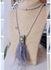 Grey Feathers And Crystal Beads Long Necklace