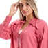 Esla High Low Chest Ruffles Buttons Closure - Rose