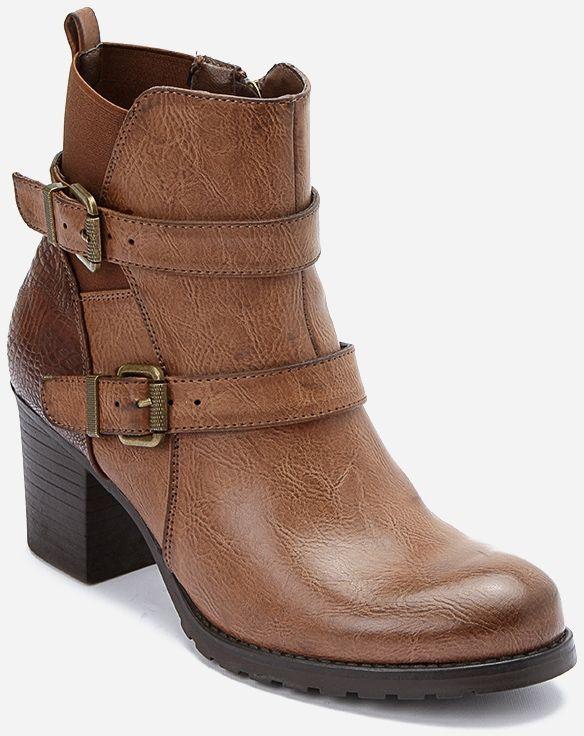 Shoe Room Multi Buckle Ankle Heeled Boots - Brown
