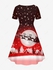 Plus Size Christmas Tree House Elk Santa Claus Sled Snowflake Moon Star Glitter 3D Print Cinched Dress - 3x