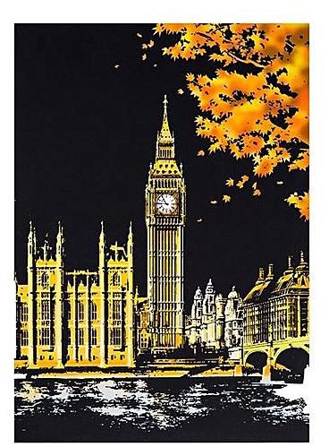 ETbotu Scratch Bright City Night View Scraping Painting Photo panoramique du monde Cadeau Big Ben a Londra 