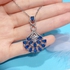 Women New Ruili Magazine Blue Pendant Heavy Industry Design Luxury Full Diamond Imitation Sapphire Skirt Necklace Lady Wedding Chain