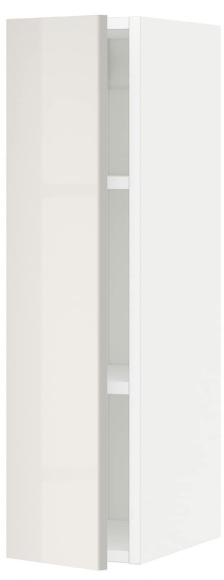 METOD Wall cabinet with shelves - white/Ringhult light grey 20x80 cm
