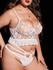 Plus Size Floral Embroidered Mesh Ruffled Lace-up Lingerie Set - 1xl