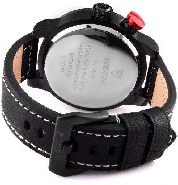 Weide WH5201 Men's Sports Watch Quartz Back Light Wristwatch - Black