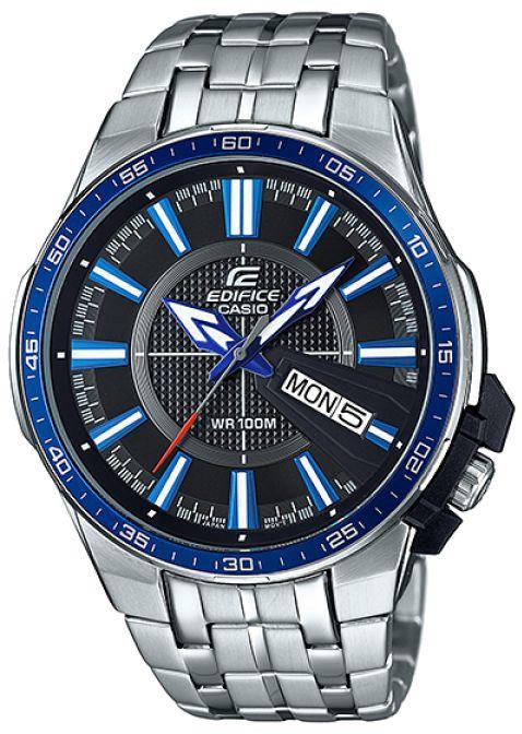 EFR-106D-1A2 Black Blue Casio Edifice Mens Watch Stainless Band Analog