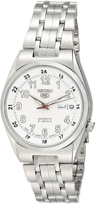 Seiko Men's White Dial Stainless Steel Band Watch - SNK579J1