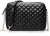 Zoppen Women's Quilted Design Mini Cross Body Bag with Pearl Beaded Dull Black