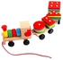 Beauenty - Wooden Toys Stacking Train Blocks, Pull Toy Promotes Baby Development. Educational Toys For Toddlers With 20 Wooden Shapes And 1 Train Toy