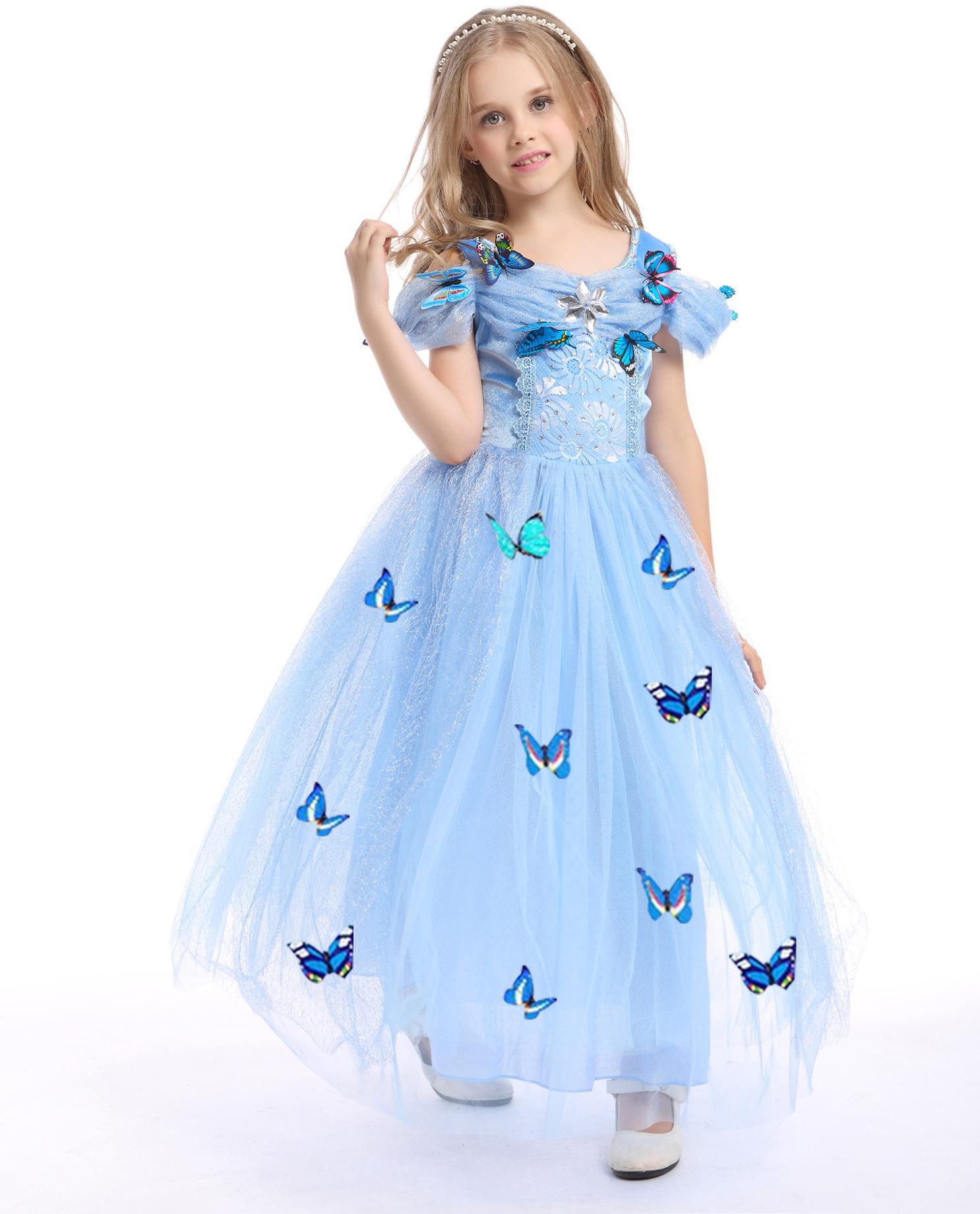 Koolkidzstore Girls Party Cosplay Princess Dress (Blue)