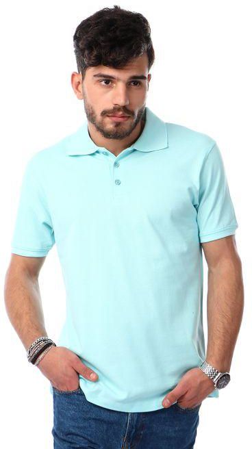 Izor Short Sleeves Buttoned Pique Polo Shirt - Aqua