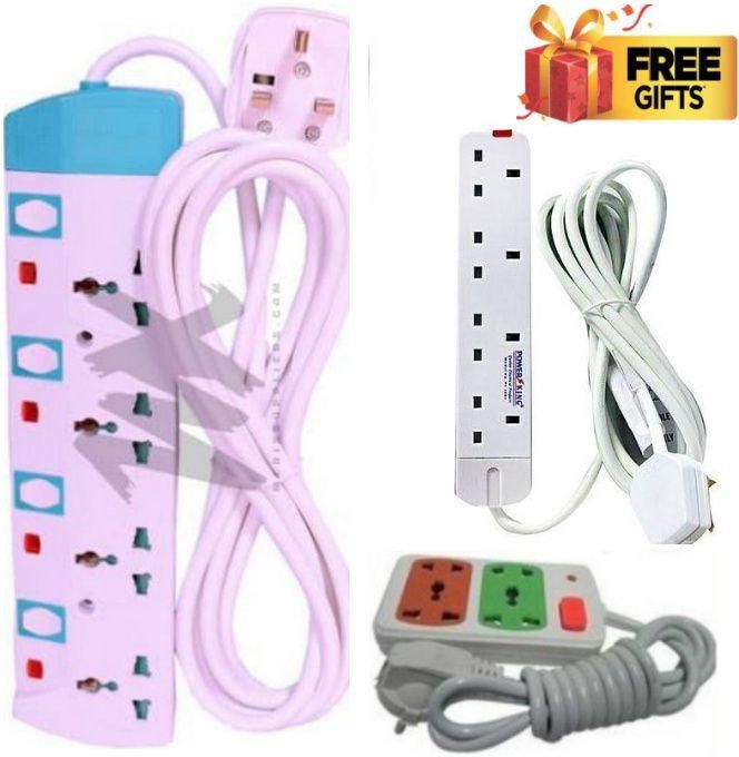 Power King 4 Way Power Extension Cable With Switch + Extra Gifts
