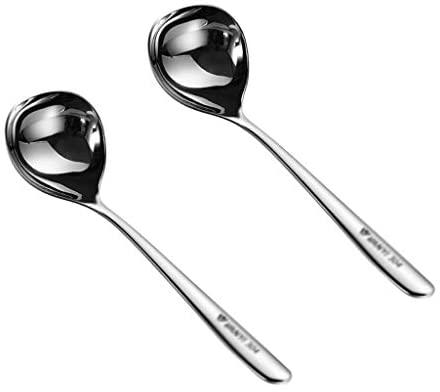 Table Spoons High-quality Stainless Steel Soup Spoon, Household Long Handle Deepening Scoop, Practical Kitchen Tools (two-piece Set) Soup Spoons (Size : M size)