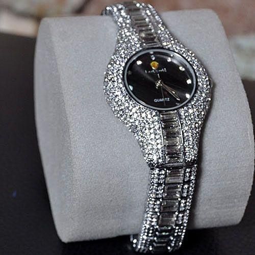 Lookworld Lady's Glitters Wrist Watch - Silver With Black Face