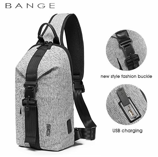 Bange Men Lock Sling Bag USB Crossbody Bag 9.5" tablet (3 Colors)