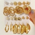 6 Pairs Heart Butterfly Drop Earrings Set Big Circle Piercings Earrings Jewelry for Women Imitation Pearl Hoop Cute Ear Buckle