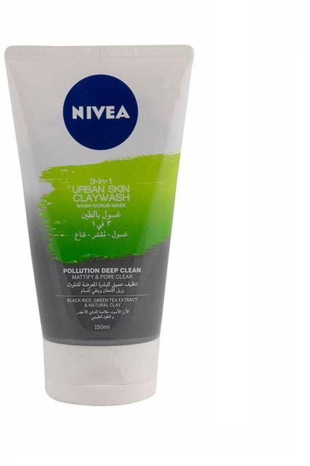 NIVEA 3 In 1 Clay Wash, Scrub & Mask Pollution Deep Clean 150ml