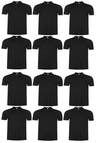 Men's Plain Polo T-Shirt 12 In 1 Short-Sleeve-Black