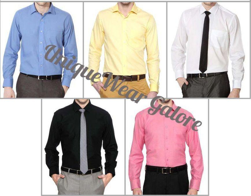 Fashion 5 Pack Official Shirts - (White, Blue, Cream, Black & Pink) - Long Sleeve 100% Cotton Slim Fit