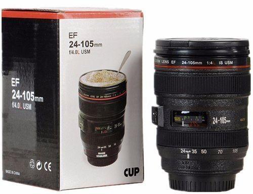Generic Camera Lens Cup Coffe Mug EF 24-105mm f/4.0L Stainless Steel Thermos Leak-Proof Lid