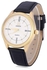 Aimeini Unisex Quartz Leather Strap Wristwatch - Black+White