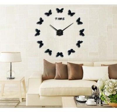 Butterflies DIY Acrylic Wall Clock Black Stylish Design 10 Inches